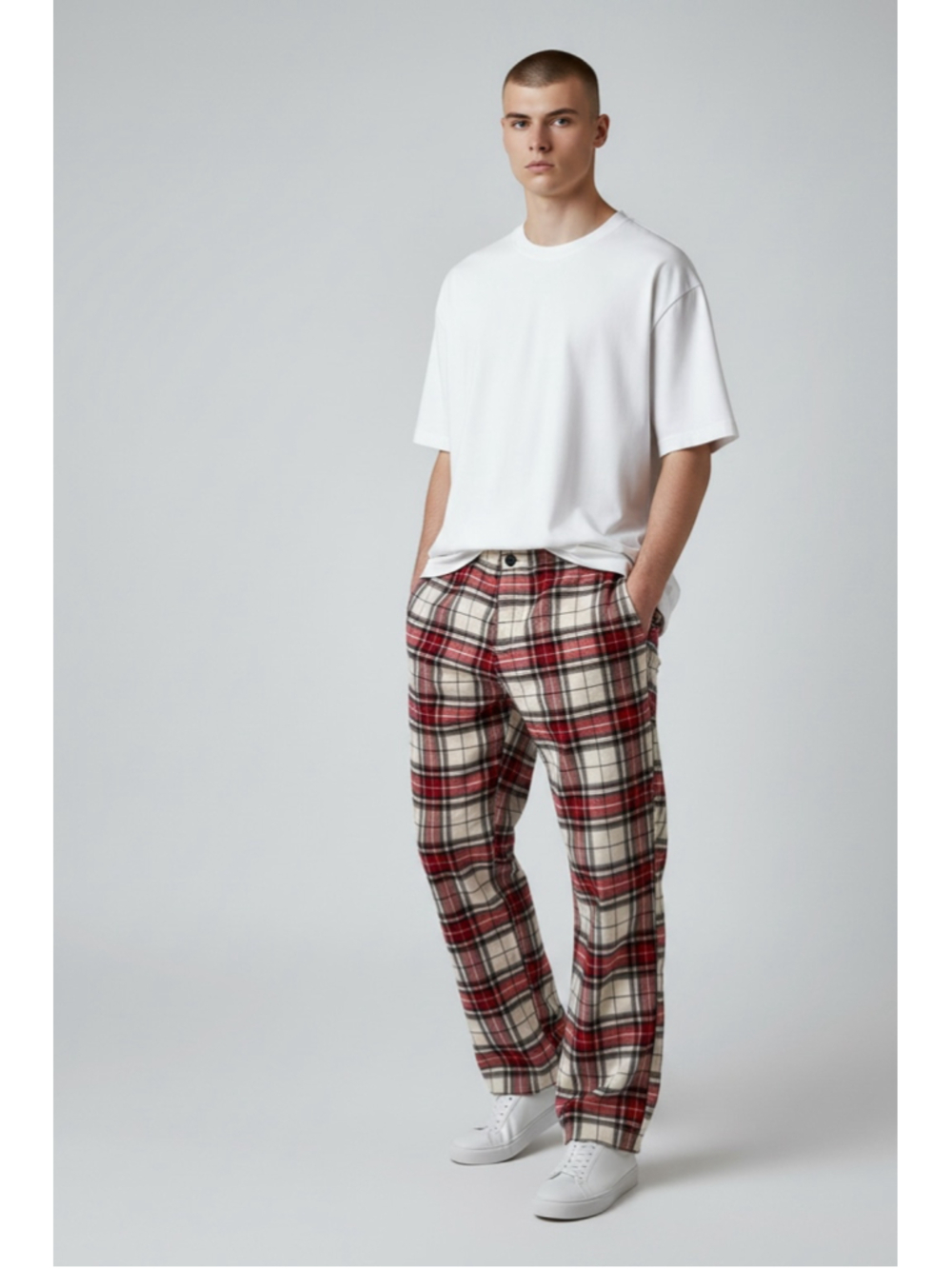 Men's Abercrombie & Fitch Plaid Pants Size M Red Beige